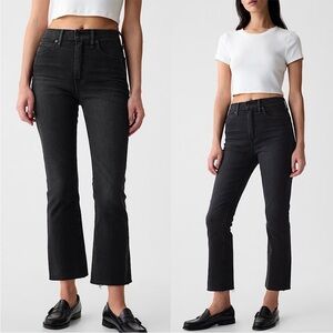 Gap Black High Rise Kick Flare Jeans Raw Hem Flare Jeans